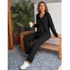 Ekouaer Womens 2 Piece Matching Lounge Sets Fall Outfits 2025 Sweatsuit Waffle Knit Pajamas Sets Long Sleeve Sweater Clothes(Black)