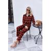 Ekouaer Womens 2 Piece Matching Lounge Sets Fall Outfits 2025 Sweatsuit Waffle Knit Pajamas Sets Long Sleeve Sweater Clothes(Black and Red Plaid)