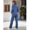 Ekouaer Womens 2 Piece Matching Lounge Sets Fall Outfits 2025 Sweatsuit Waffle Knit Pajamas Sets Long Sleeve Sweater Clothes(Blue)