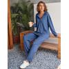 Ekouaer Womens 2 Piece Matching Lounge Sets Fall Outfits 2025 Sweatsuit Waffle Knit Pajamas Sets Long Sleeve Sweater Clothes(Blue)