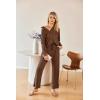 Ekouaer Womens 2 Piece Matching Lounge Sets Fall Outfits 2025 Sweatsuit Waffle Knit Pajamas Sets Long Sleeve Sweater Clothes(Brown)
