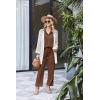 Ekouaer Womens 2 Piece Matching Lounge Sets Fall Outfits 2025 Sweatsuit Waffle Knit Pajamas Sets Long Sleeve Sweater Clothes(Brown)