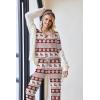 Ekouaer Womens 2 Piece Matching Lounge Sets Fall Outfits 2025 Sweatsuit Waffle Knit Pajamas Sets Long Sleeve Sweater Clothes(Christmas Red)