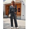 Ekouaer Womens 2 Piece Matching Lounge Sets Fall Outfits 2025 Sweatsuit Waffle Knit Pajamas Sets Long Sleeve Sweater Clothes(Dark Grey)