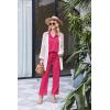 Ekouaer Womens 2 Piece Matching Lounge Sets Fall Outfits 2025 Sweatsuit Waffle Knit Pajamas Sets Long Sleeve Sweater Clothes(Hot Pink)