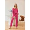 Ekouaer Womens 2 Piece Matching Lounge Sets Fall Outfits 2025 Sweatsuit Waffle Knit Pajamas Sets Long Sleeve Sweater Clothes(Hot Pink)
