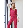 Ekouaer Womens 2 Piece Matching Lounge Sets Fall Outfits 2025 Sweatsuit Waffle Knit Pajamas Sets Long Sleeve Sweater Clothes(Hot Pink)