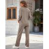 Ekouaer Womens 2 Piece Matching Lounge Sets Fall Outfits 2025 Sweatsuit Waffle Knit Pajamas Sets Long Sleeve Sweater Clothes(Khaki)