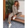 Ekouaer Womens 2 Piece Matching Lounge Sets Fall Outfits 2025 Sweatsuit Waffle Knit Pajamas Sets Long Sleeve Sweater Clothes(Khaki)