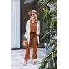 Ekouaer Womens 2 Piece Matching Lounge Sets Fall Outfits 2025 Sweatsuit Waffle Knit Pajamas Sets Long Sleeve Sweater Clothes(Light Brown)