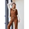 Ekouaer Womens 2 Piece Matching Lounge Sets Fall Outfits 2025 Sweatsuit Waffle Knit Pajamas Sets Long Sleeve Sweater Clothes(Light Brown)