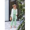 Ekouaer Womens 2 Piece Matching Lounge Sets Fall Outfits 2025 Sweatsuit Waffle Knit Pajamas Sets Long Sleeve Sweater Clothes(Light Green)
