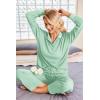 Ekouaer Womens 2 Piece Matching Lounge Sets Fall Outfits 2025 Sweatsuit Waffle Knit Pajamas Sets Long Sleeve Sweater Clothes(Light Green)