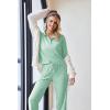 Ekouaer Womens 2 Piece Matching Lounge Sets Fall Outfits 2025 Sweatsuit Waffle Knit Pajamas Sets Long Sleeve Sweater Clothes(Light Green)