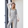 Ekouaer Womens 2 Piece Matching Lounge Sets Fall Outfits 2025 Sweatsuit Waffle Knit Pajamas Sets Long Sleeve Sweater Clothes(Light Grey)