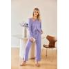 Ekouaer Womens 2 Piece Matching Lounge Sets Fall Outfits 2025 Sweatsuit Waffle Knit Pajamas Sets Long Sleeve Sweater Clothes(Lilac)