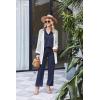 Ekouaer Womens 2 Piece Matching Lounge Sets Fall Outfits 2025 Sweatsuit Waffle Knit Pajamas Sets Long Sleeve Sweater Clothes(Navy Blue)