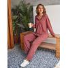 Ekouaer Womens 2 Piece Matching Lounge Sets Fall Outfits 2025 Sweatsuit Waffle Knit Pajamas Sets Long Sleeve Sweater Clothes(Pink)