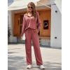 Ekouaer Womens 2 Piece Matching Lounge Sets Fall Outfits 2025 Sweatsuit Waffle Knit Pajamas Sets Long Sleeve Sweater Clothes(Pink)