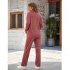 Ekouaer Womens 2 Piece Matching Lounge Sets Fall Outfits 2025 Sweatsuit Waffle Knit Pajamas Sets Long Sleeve Sweater Clothes(Pink)