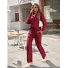 Ekouaer Womens 2 Piece Matching Lounge Sets Fall Outfits 2025 Sweatsuit Waffle Knit Pajamas Sets Long Sleeve Sweater Clothes(Wine Red)
