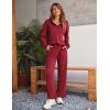 Ekouaer Womens 2 Piece Matching Lounge Sets Fall Outfits 2025 Sweatsuit Waffle Knit Pajamas Sets Long Sleeve Sweater Clothes(Wine Red)