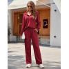 Ekouaer Womens 2 Piece Matching Lounge Sets Fall Outfits 2025 Sweatsuit Waffle Knit Pajamas Sets Long Sleeve Sweater Clothes(Wine Red)