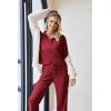 Ekouaer Womens 2 Piece Matching Lounge Sets Fall Outfits 2025 Sweatsuit Waffle Knit Pajamas Sets Long Sleeve Sweater Clothes(Wine Red)