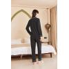 Ekouaer Women’s Fleece Pajama Sets Long Sleeve Button Down Two-piece Sleepwear Soft Lounge Set(Black)