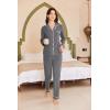 Ekouaer Women’s Fleece Pajama Sets Long Sleeve Button Down Two-piece Sleepwear Soft Lounge Set(Deep Grey)