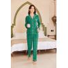 Ekouaer Women’s Fleece Pajama Sets Long Sleeve Button Down Two-piece Sleepwear Soft Lounge Set(Green Plaid)