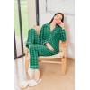 Ekouaer Women’s Fleece Pajama Sets Long Sleeve Button Down Two-piece Sleepwear Soft Lounge Set(Green Plaid)
