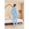 Ekouaer Women’s Fleece Pajama Sets Long Sleeve Button Down Two-piece Sleepwear Soft Lounge Set(Light Blue)