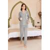 Ekouaer Women’s Fleece Pajama Sets Long Sleeve Button Down Two-piece Sleepwear Soft Lounge Set(Light Gray)