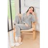 Ekouaer Women’s Fleece Pajama Sets Long Sleeve Button Down Two-piece Sleepwear Soft Lounge Set(Light Gray)