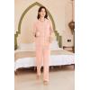 Ekouaer Women’s Fleece Pajama Sets Long Sleeve Button Down Two-piece Sleepwear Soft Lounge Set(Light Pink)