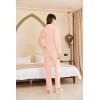 Ekouaer Women’s Fleece Pajama Sets Long Sleeve Button Down Two-piece Sleepwear Soft Lounge Set(Light Pink)