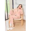Ekouaer Women’s Fleece Pajama Sets Long Sleeve Button Down Two-piece Sleepwear Soft Lounge Set(Light Pink)