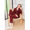 Ekouaer Women’s Fleece Pajama Sets Long Sleeve Button Down Two-piece Sleepwear Soft Lounge Set(Maroon Red)