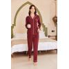 Ekouaer Women’s Fleece Pajama Sets Long Sleeve Button Down Two-piece Sleepwear Soft Lounge Set(Maroon Red)