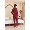 Ekouaer Women’s Fleece Pajama Sets Long Sleeve Button Down Two-piece Sleepwear Soft Lounge Set(Maroon Red)