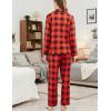 Ekouaer Women’s Fleece Pajama Sets Long Sleeve Button Down Two-piece Sleepwear Soft Lounge Set(Red Plaid)