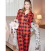 Ekouaer Women’s Fleece Pajama Sets Long Sleeve Button Down Two-piece Sleepwear Soft Lounge Set(Red Plaid)