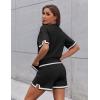 Ekouaer Womens Knit Lounge Set 2 Piece Sweater Sets Short Sleeve Sweatsuit Pullover Tops(Black)