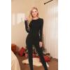 Ekouaer Womens Onesie Adult Button One Piece Pajama Long Sleeve Onesie Pajamas Jumpsuit Sleepwear for Women(Black)