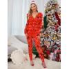 Ekouaer Womens Onesie Adult Button One Piece Pajama Long Sleeve Onesie Pajamas Jumpsuit Sleepwear for Women(Christmas Symbols)