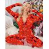 Ekouaer Womens Onesie Adult Button One Piece Pajama Long Sleeve Onesie Pajamas Jumpsuit Sleepwear for Women(Christmas Symbols)