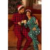 Ekouaer Womens Onesie Adult Button One Piece Pajama Long Sleeve Onesie Pajamas Jumpsuit Sleepwear for Women(Green Santa)