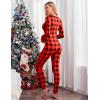 Ekouaer Womens Onesie Adult Button One Piece Pajama Long Sleeve Onesie Pajamas Jumpsuit Sleepwear for Women(Plaid)