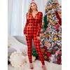 Ekouaer Womens Onesie Adult Button One Piece Pajama Long Sleeve Onesie Pajamas Jumpsuit Sleepwear for Women(Plaid)